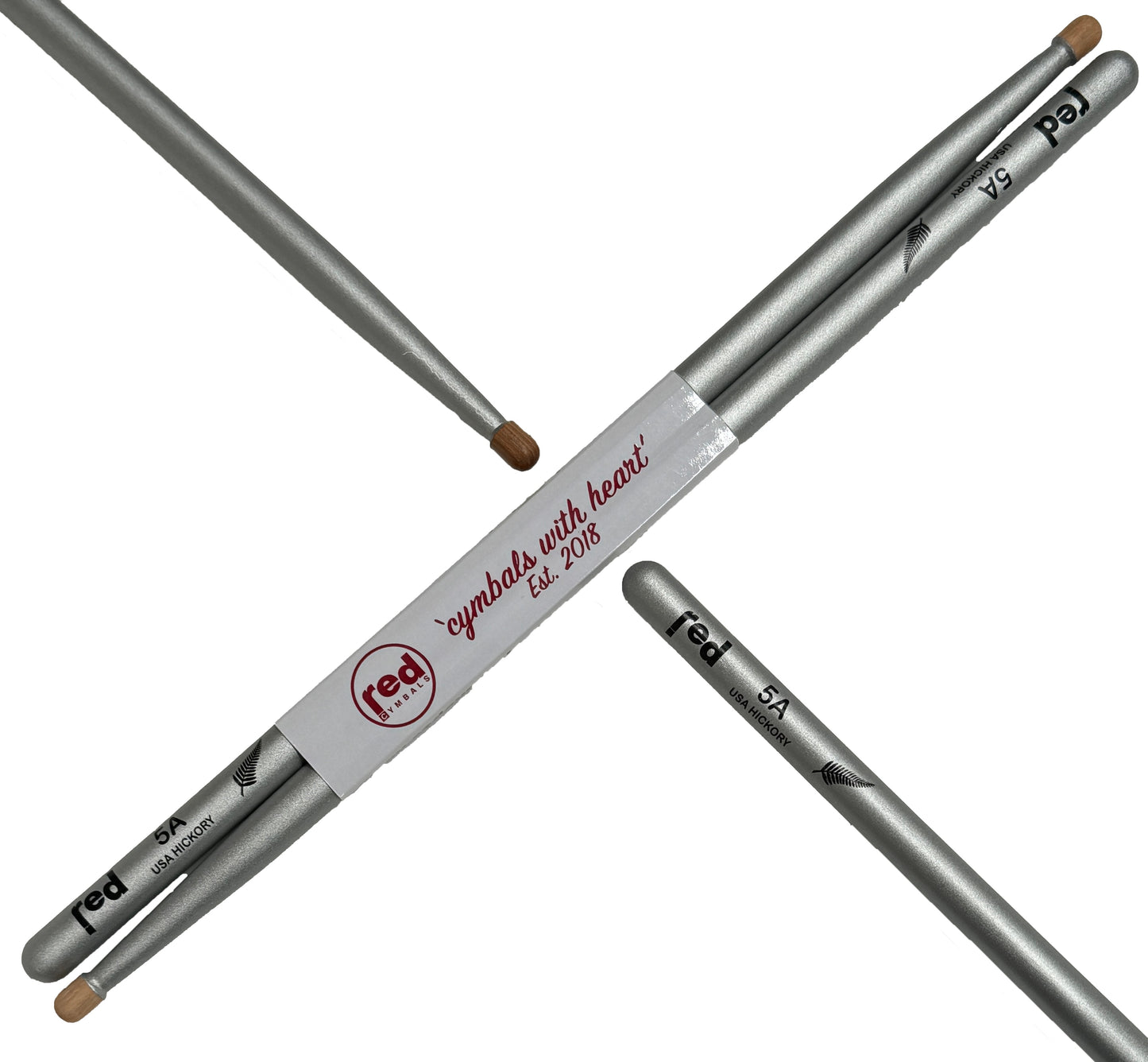 Red Drumsticks Silver Fern Sticks Black or Silver