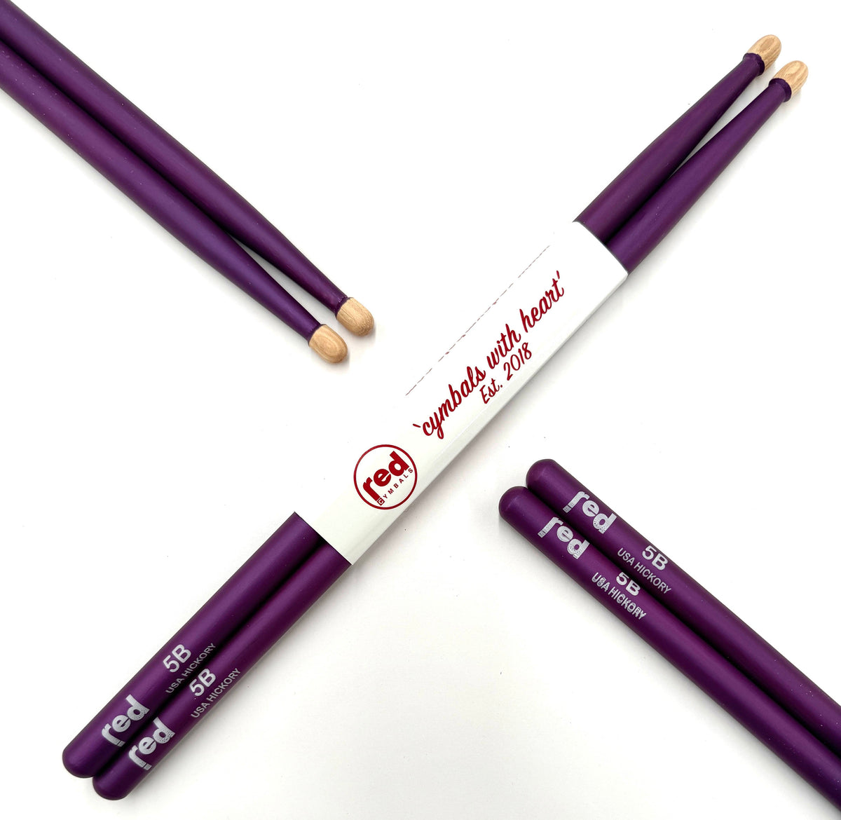 Red Cymbals Drum Sticks Red Drumsticks Colour Series multiple sizes Red Cymbals Colour Series Red & Purple Drumsticks