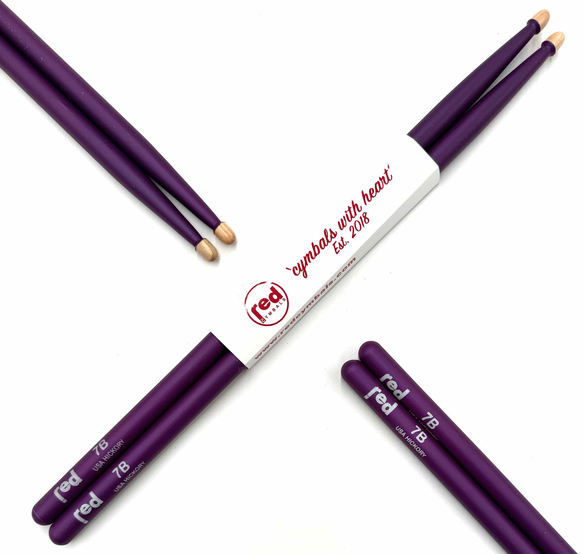 Red Cymbals Drum Sticks Red Drumsticks Colour Series multiple sizes Red Cymbals Colour Series Red & Purple Drumsticks