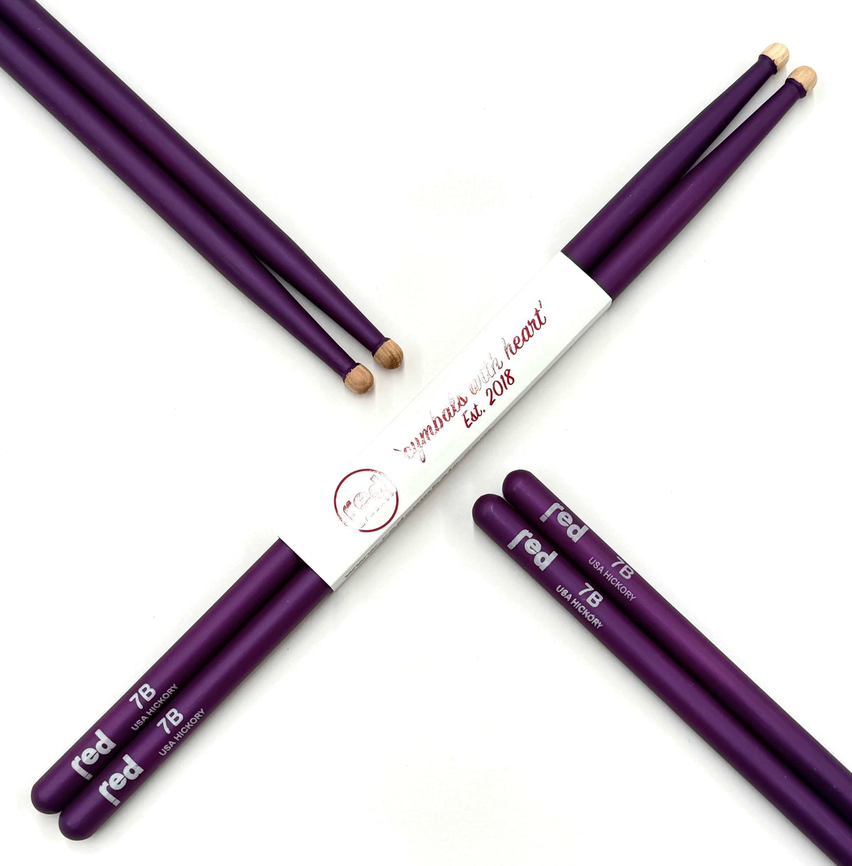 Red Cymbals Drum Sticks Red Drumsticks Colour Series multiple sizes Red Cymbals Colour Series Red & Purple Drumsticks