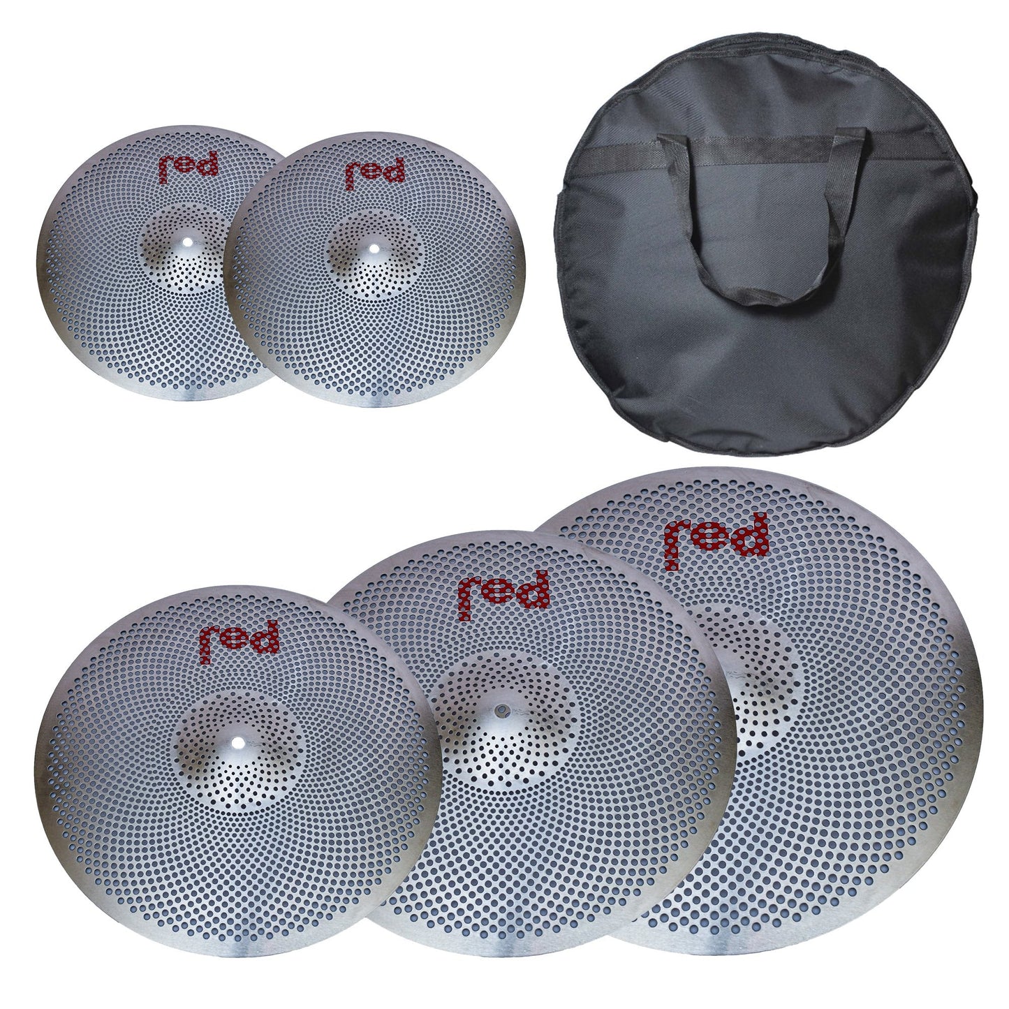 Low Volume 5 piece Cymbal Set (Choice of 4 colours) with free 20" Bag