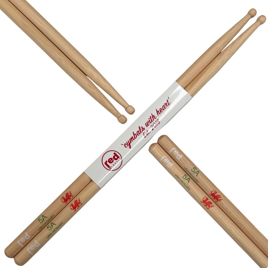 Rote Drumsticks Welsh Dragon 5A Kugelspitze