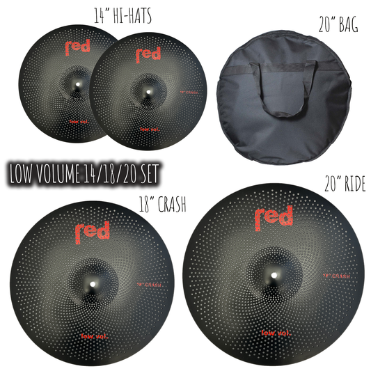 Low Volume 4 piece Cymbal Set with free 20" Bag