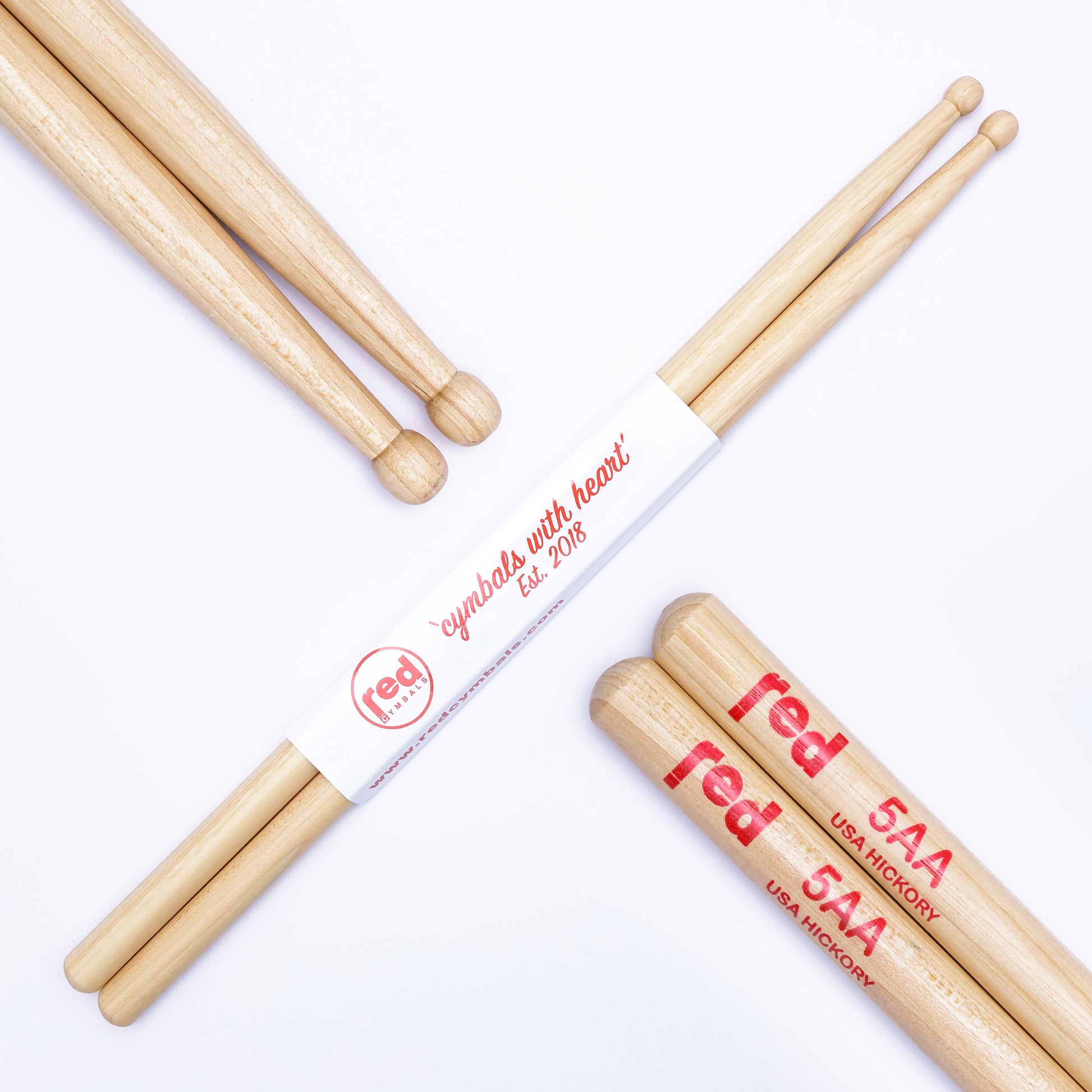 Red Cymbals Drum Sticks 5AA Ball Tip